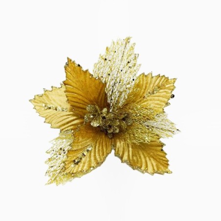 Flor Poinsettia 39X25cm Dorado