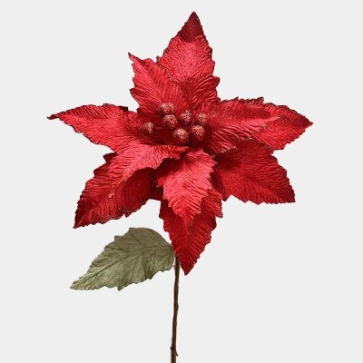 Poinsettia 29X55Cm Velvet Rojo