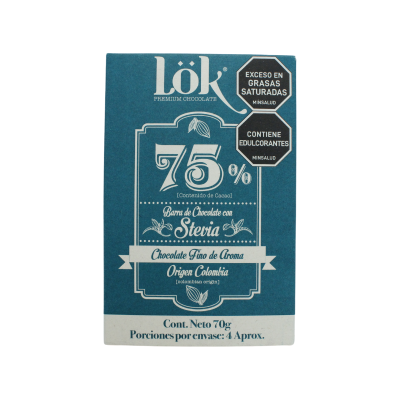 Chocolate 75% Stevia Lok 70g